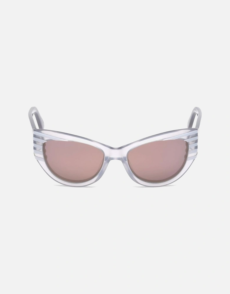 Plastic Bracelet Watch with Purple Gray Dial Women Sunglasses