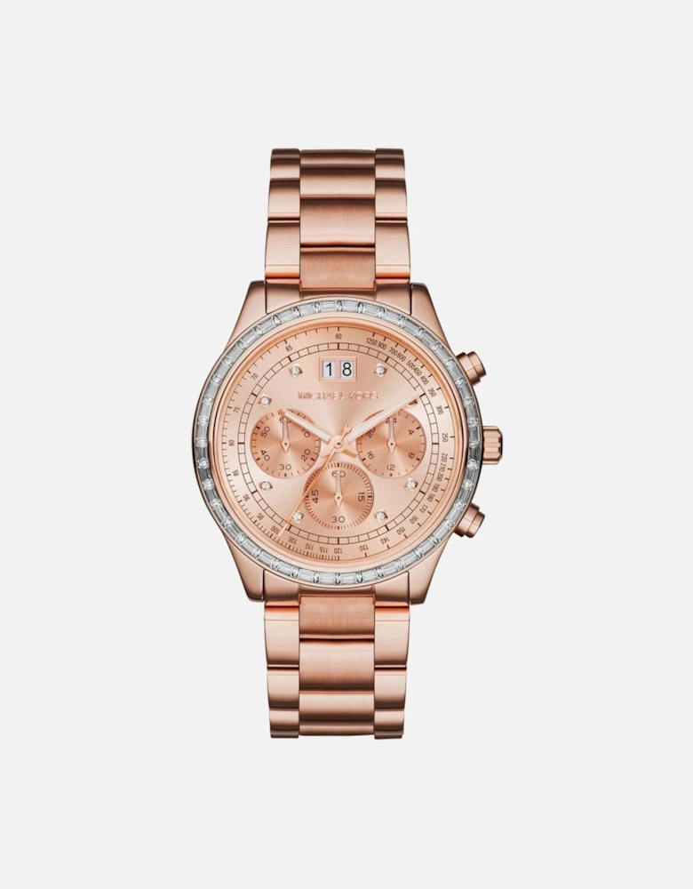 Stainless Steel Quartz Chronograph Watch Women - Rose Gold Watches