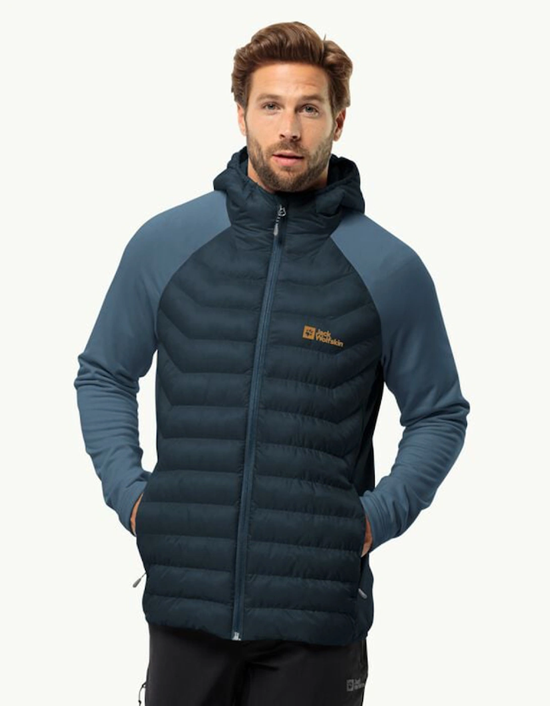 Men's Jack Wolfskin Men's Routeburn Pro Hybrid Jacket - Navy - Size: 38/Regular
