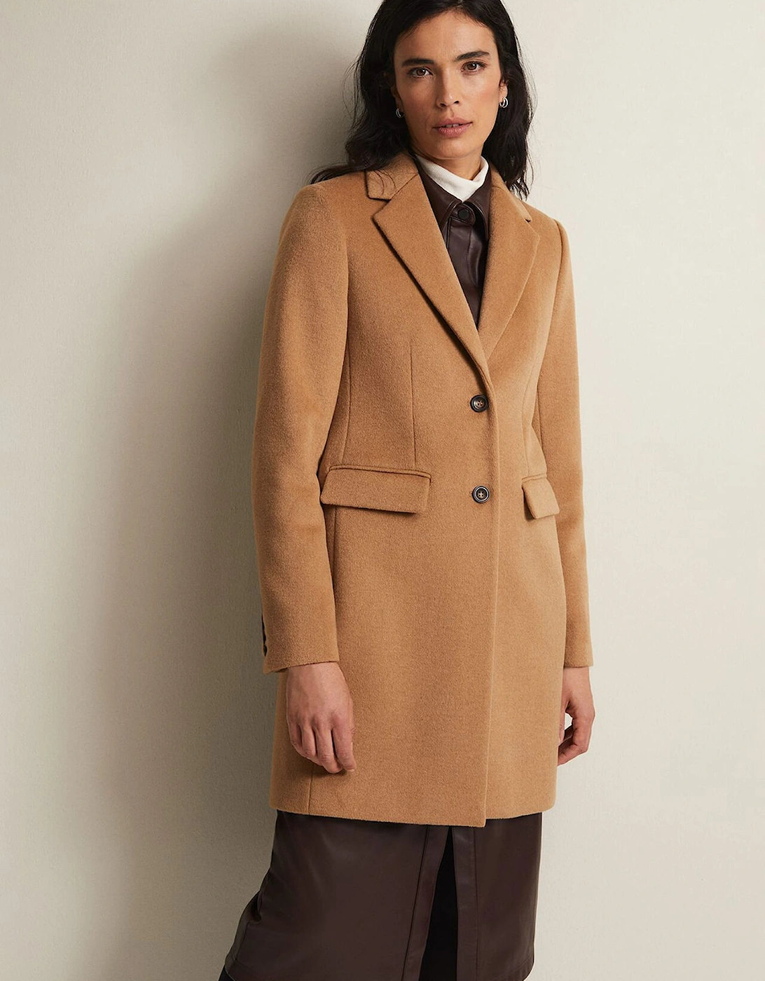 Lydia Camel Wool Smart Coat, 2 of 1