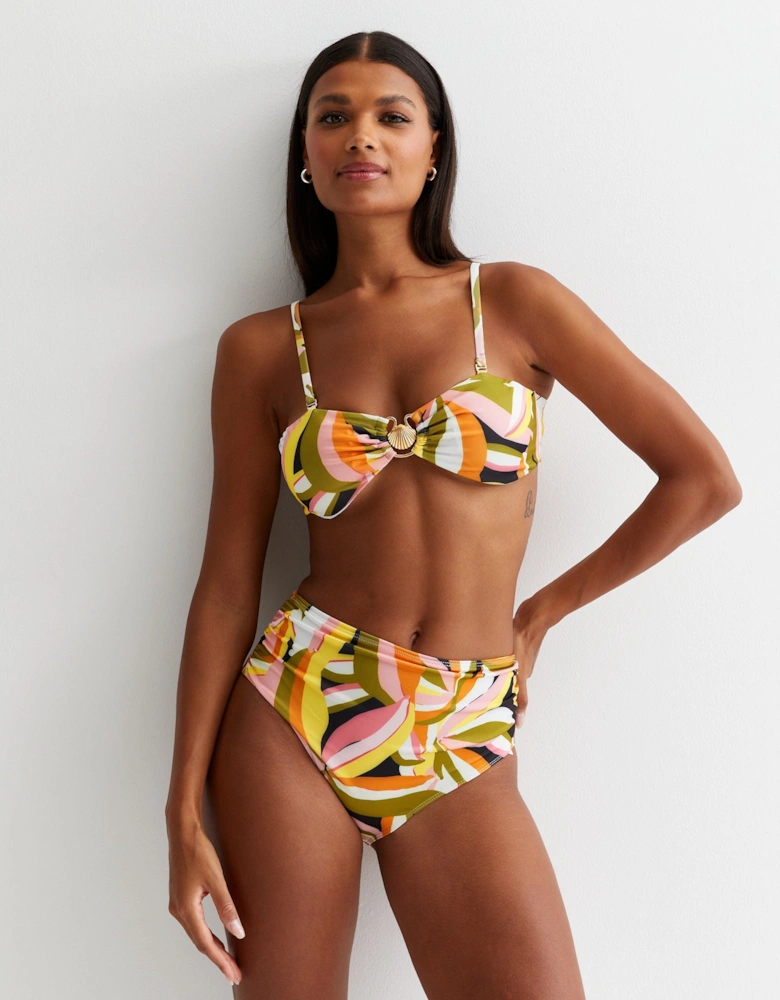 Multi Tropical Palm High Waisted Bottoms