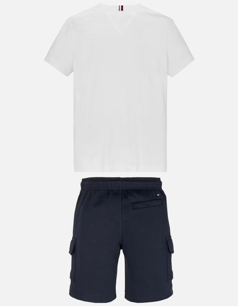 NAVY/WHITE CARGO SHORTS SET 9661