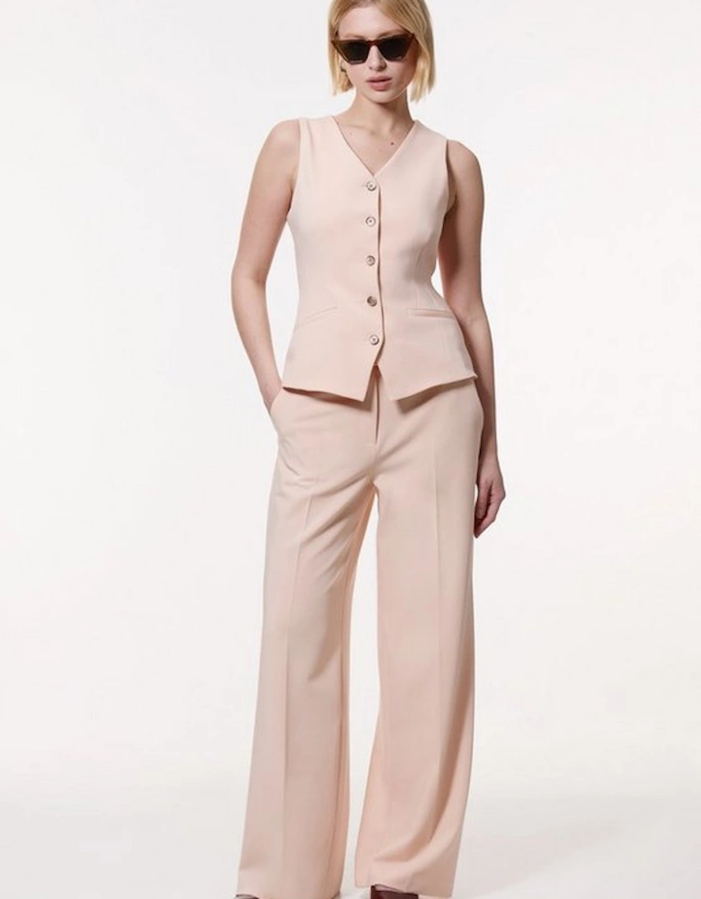 Polished Viscose Tailored Wide Leg Trouser