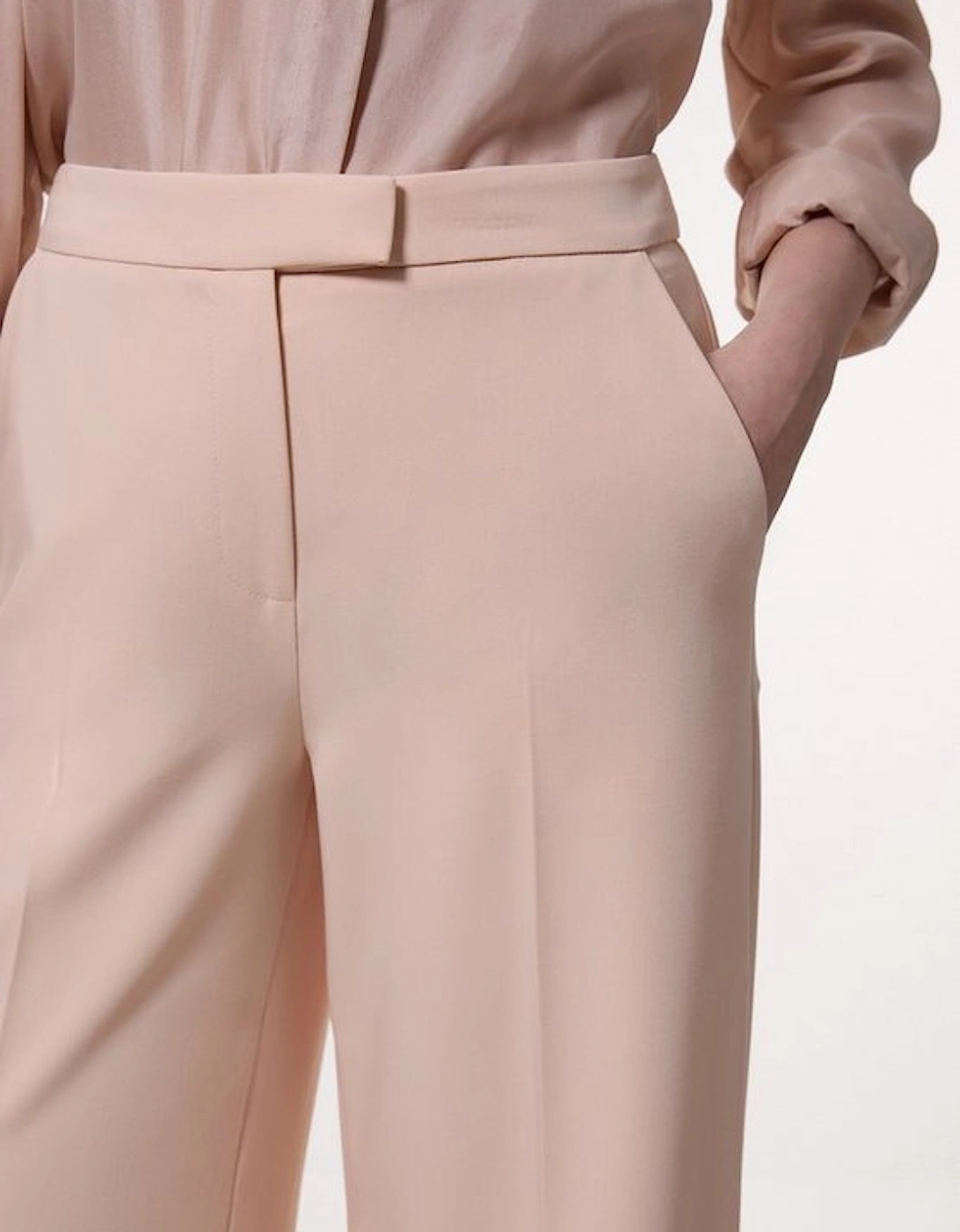 Polished Viscose Tailored Wide Leg Trouser