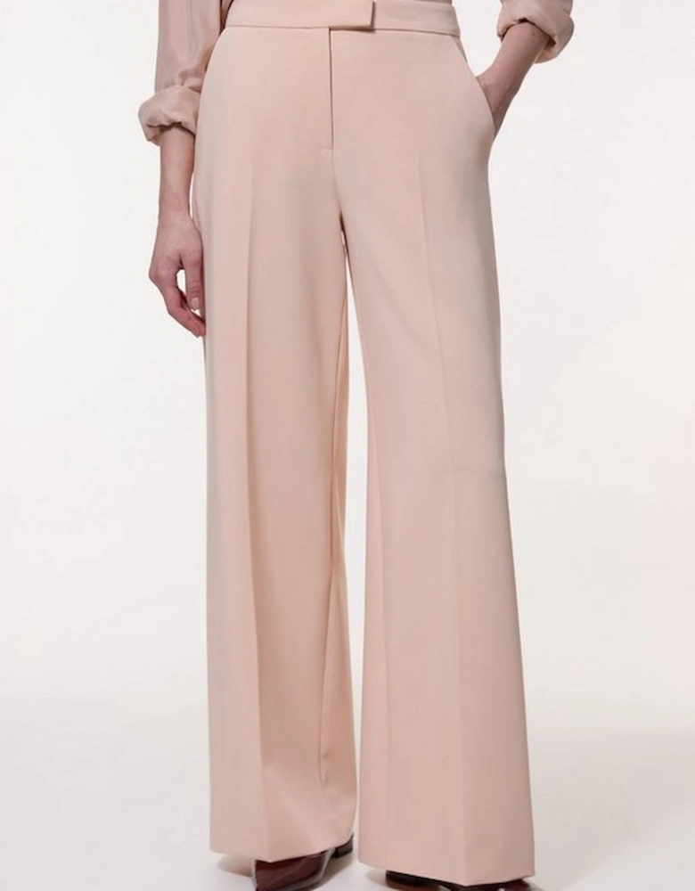 Polished Viscose Tailored Wide Leg Trouser