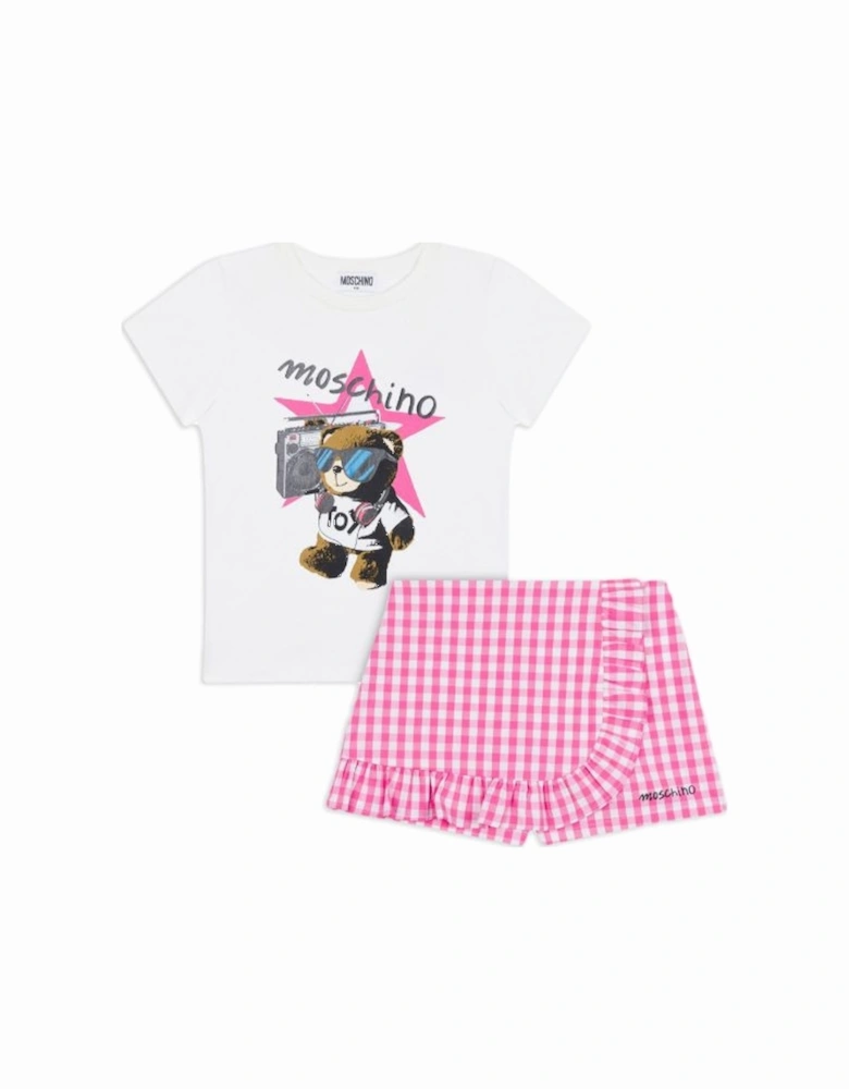 PINK/WHITE SHORTS SET HDG01C