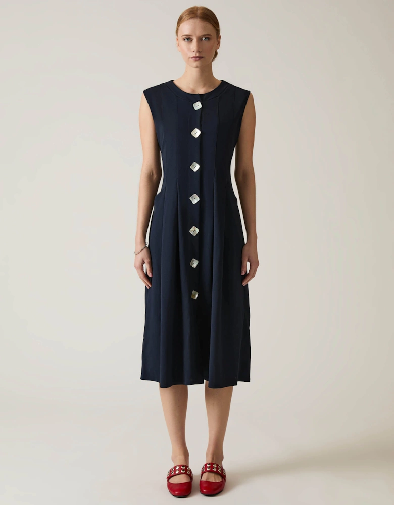 Navy Pocket Midi Dress