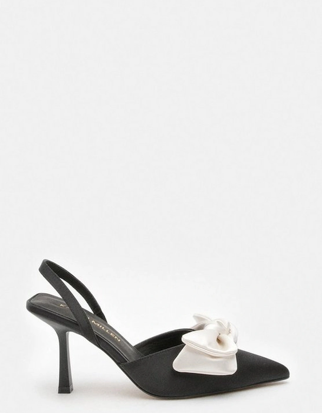 Satin Extreme Bow Slingback Court Heel