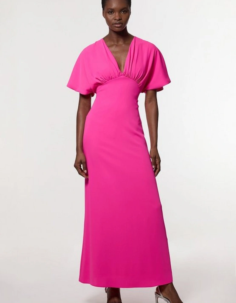 Soft Tailored Waterfall Sleeve Maxi Dress