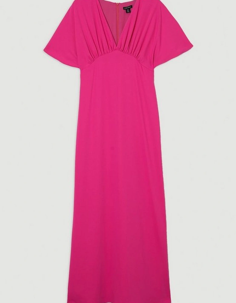 Soft Tailored Waterfall Sleeve Maxi Dress