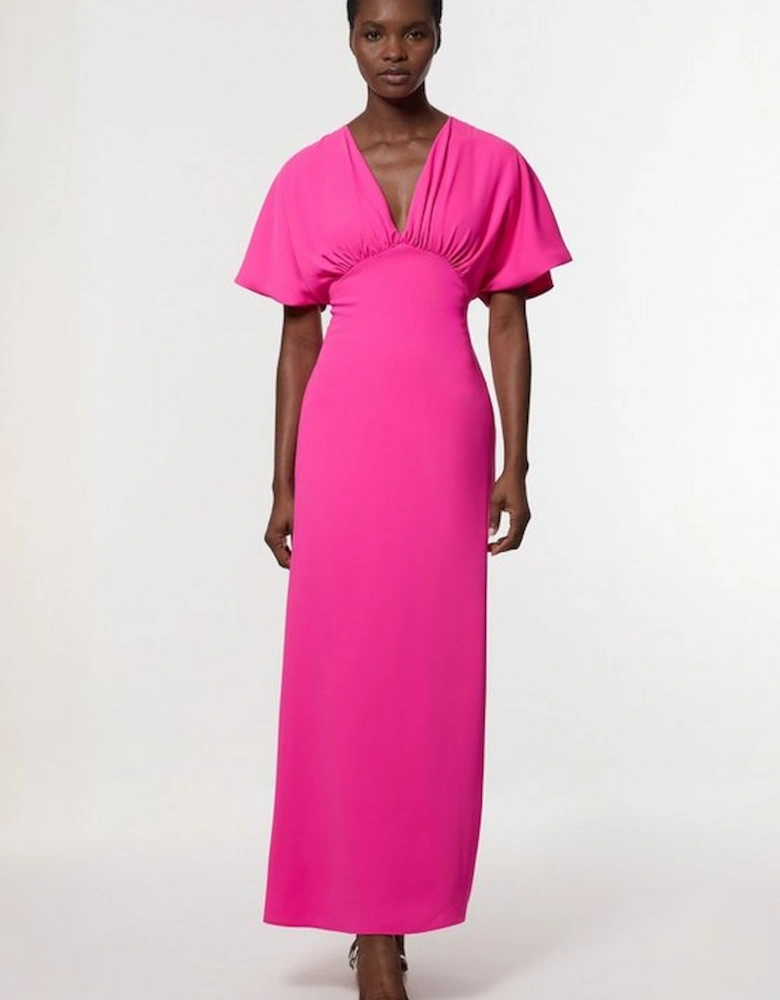 Soft Tailored Waterfall Sleeve Maxi Dress