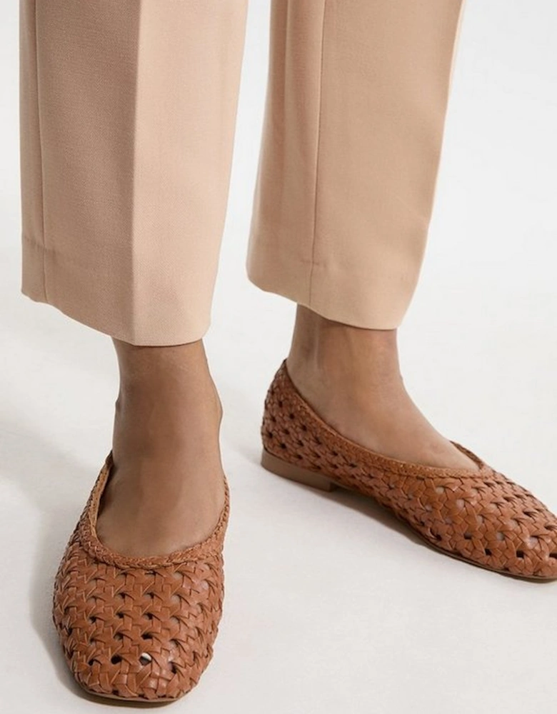 Leather Woven Ballet Pump