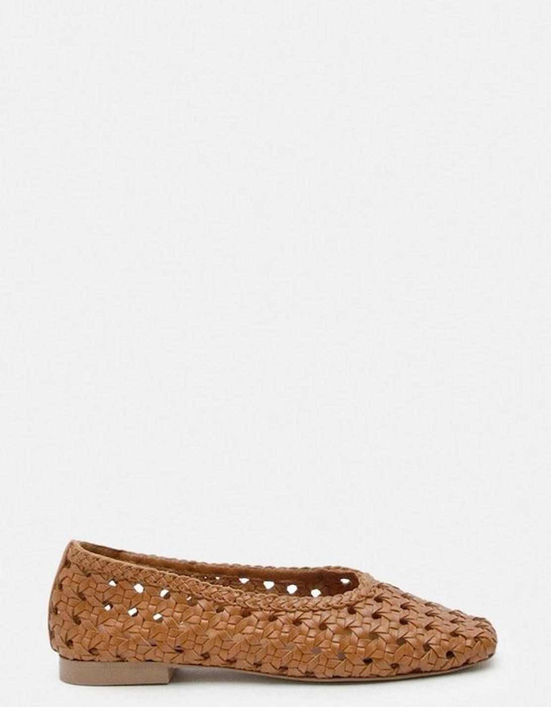 Leather Woven Ballet Pump