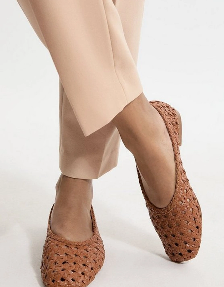 Leather Woven Ballet Pump