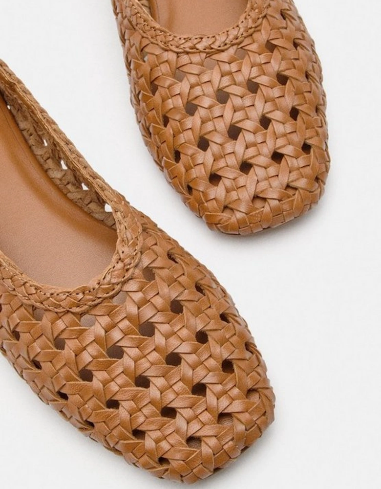 Leather Woven Ballet Pump