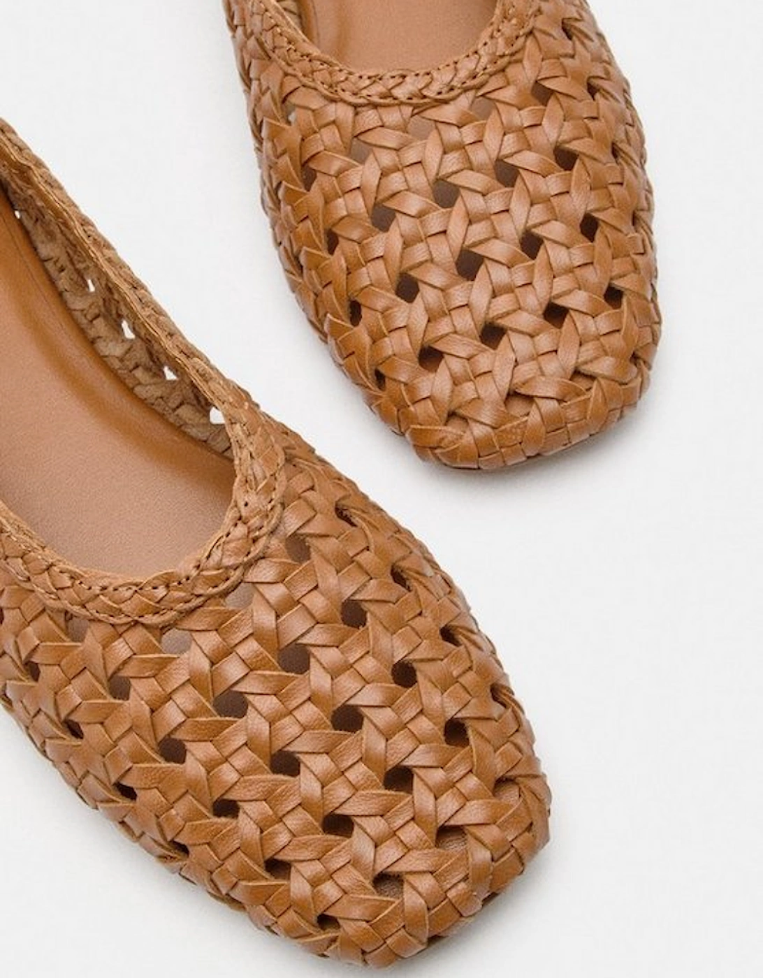 Leather Woven Ballet Pump