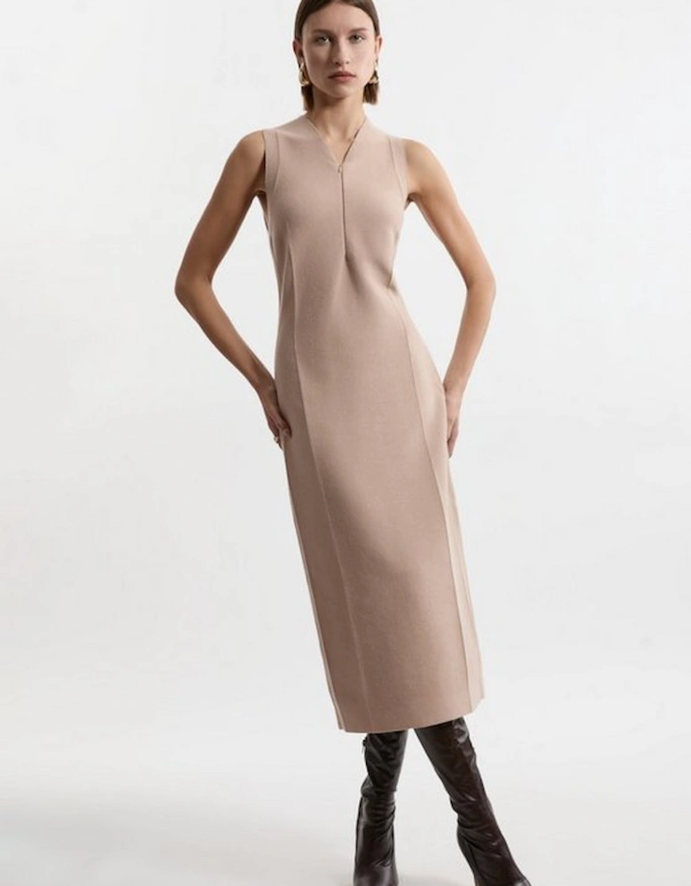 Zip Up Knitted Sleeveless Dress