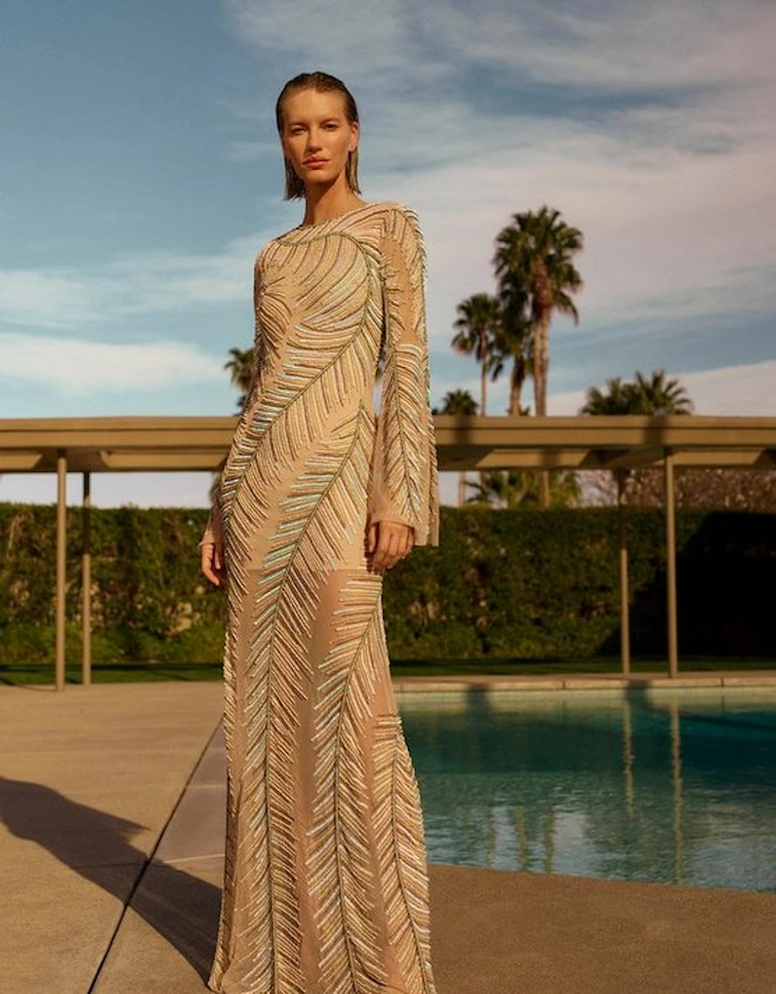 Feather Crystal Embellished Maxi Dress, 5 of 4