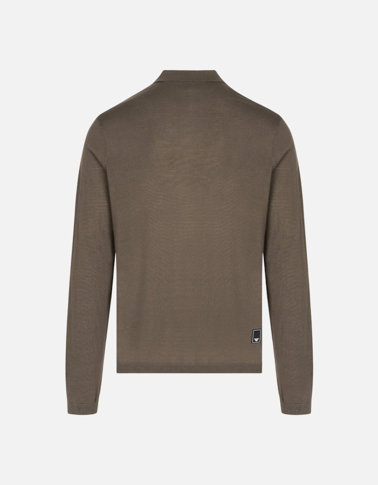 Knitted Zip Ls Polo Khaki