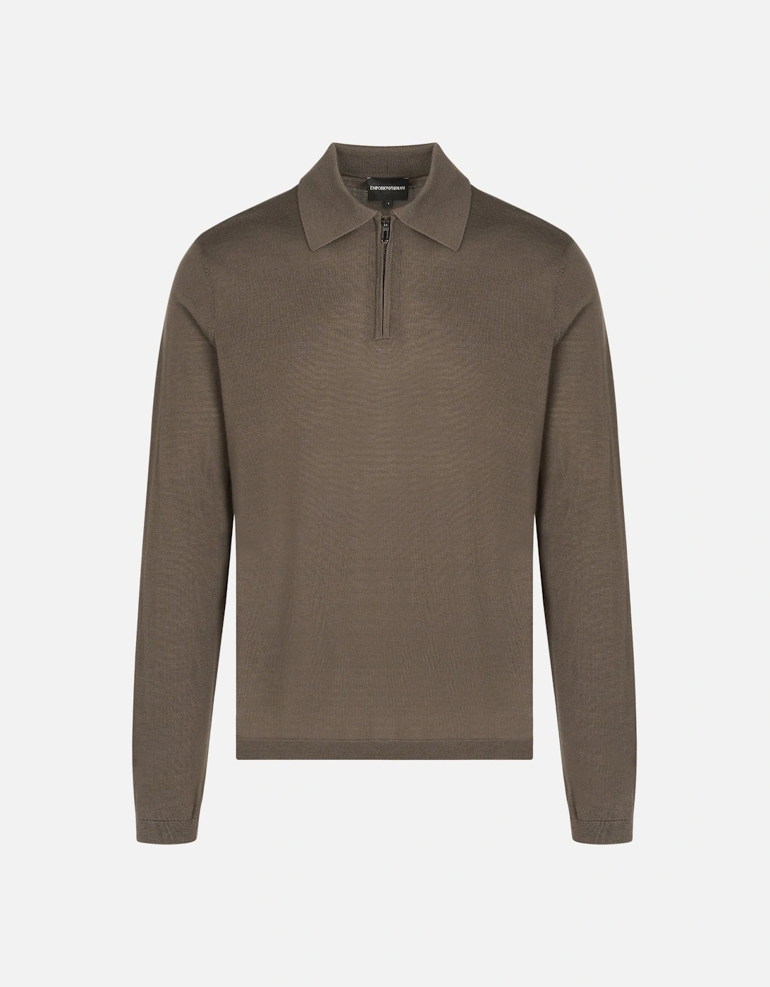 Knitted Zip Ls Polo Khaki, 3 of 2