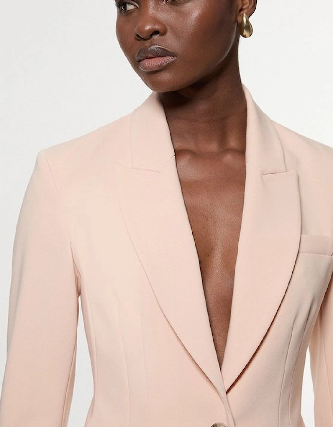 Polished Viscose Tailored Single Breasted Blazer