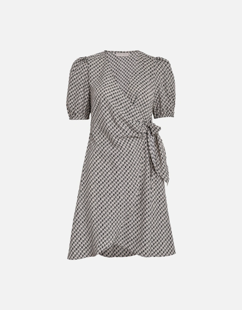 Women's Bianna Short Wrap Dress Feather Gray Print