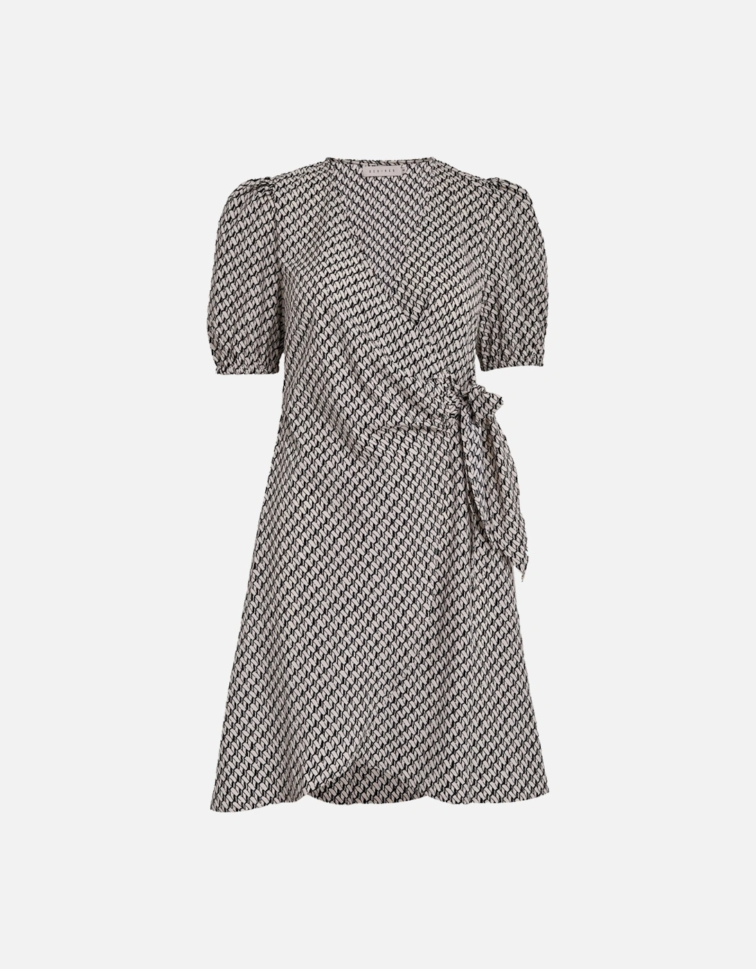 Women's Bianna Short Wrap Dress Feather Gray Print