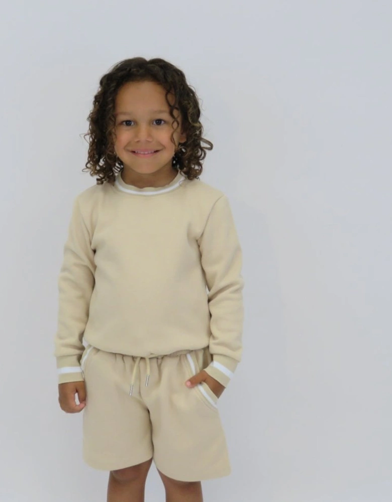 Boys Beige Jumper Short Set