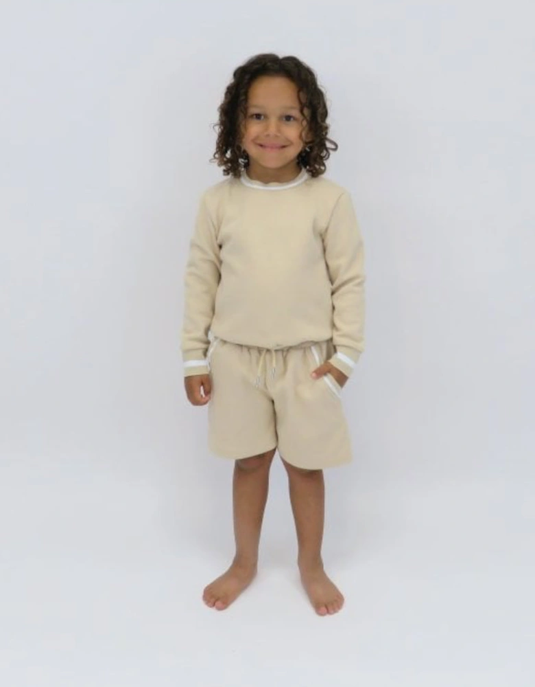 Boys Beige Jumper Short Set