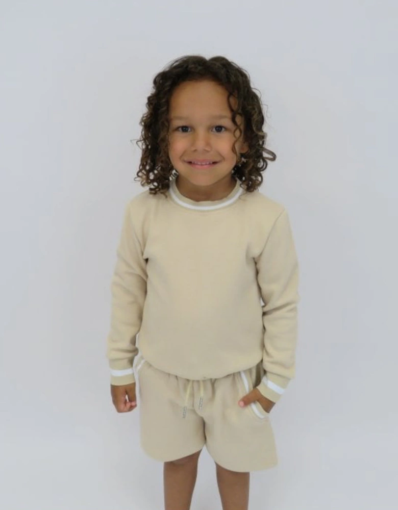 Boys Beige Jumper Short Set