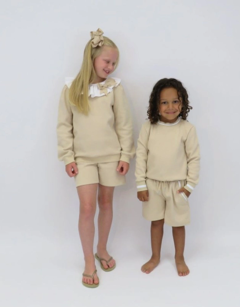 Boys Beige Jumper Short Set