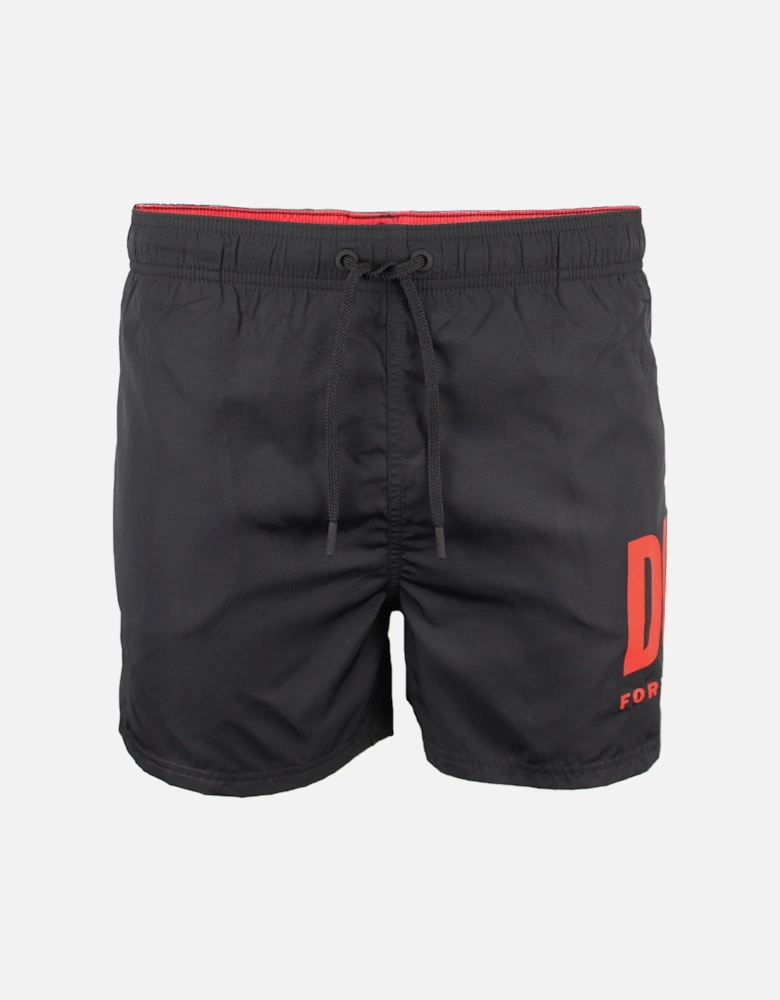 Logo Print Swim Shorts, Black