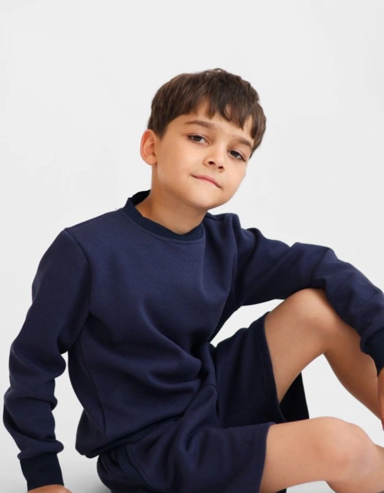 Boys Navy Jumper Short Set