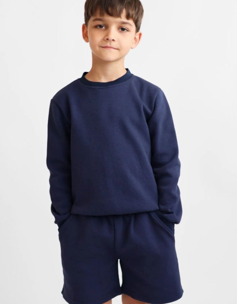 Boys Navy Jumper Short Set