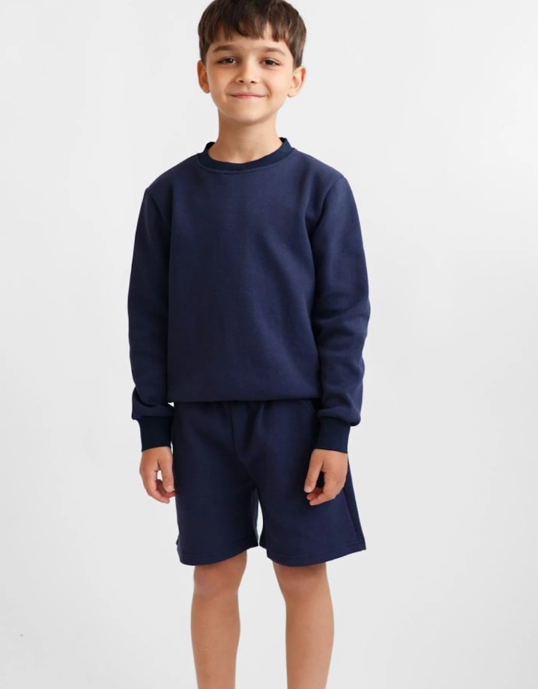 Boys Navy Jumper Short Set