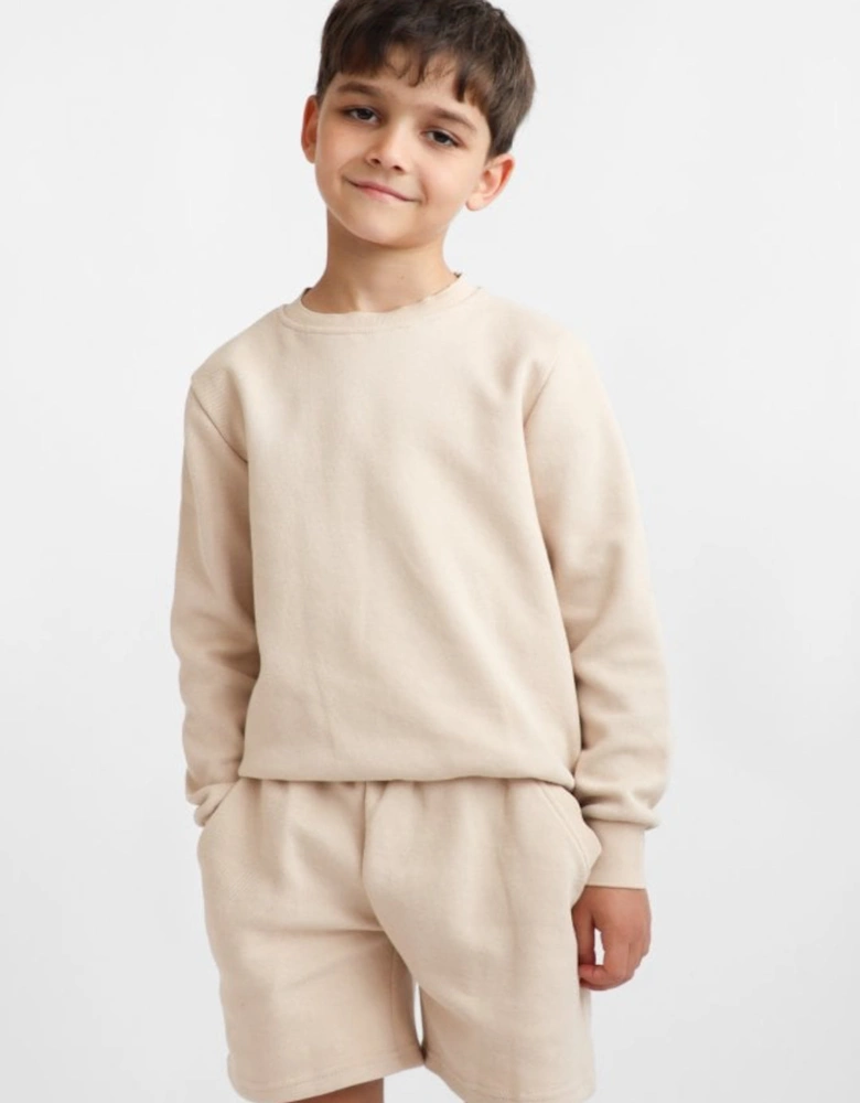 Boys Beige Jumper Short Set