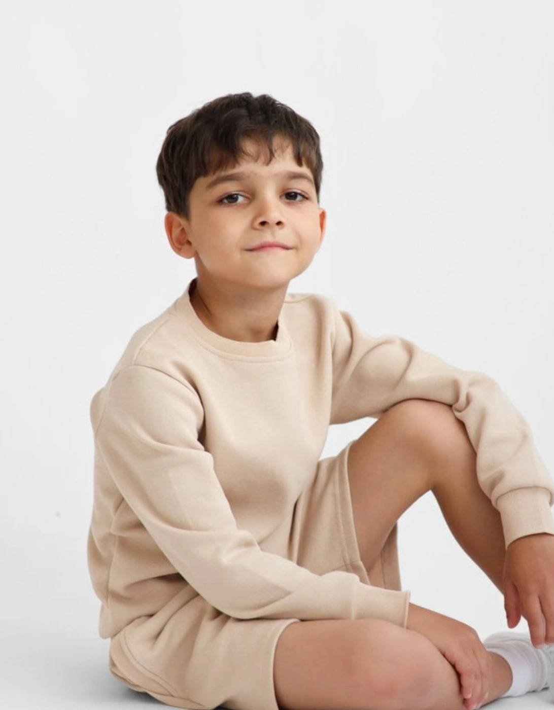 Boys Beige Jumper Short Set