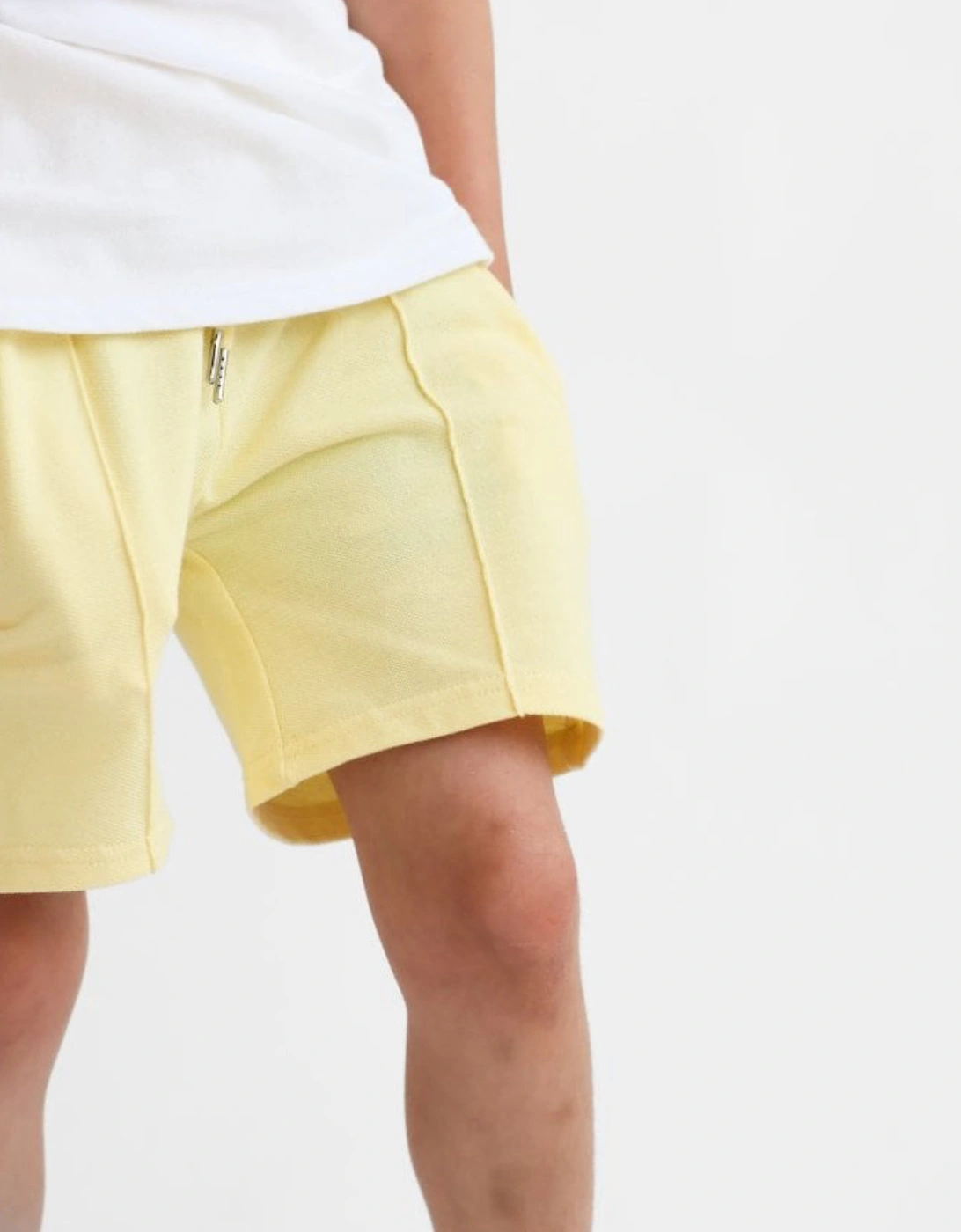 Boys Lemon and White Zip Polo Short Set