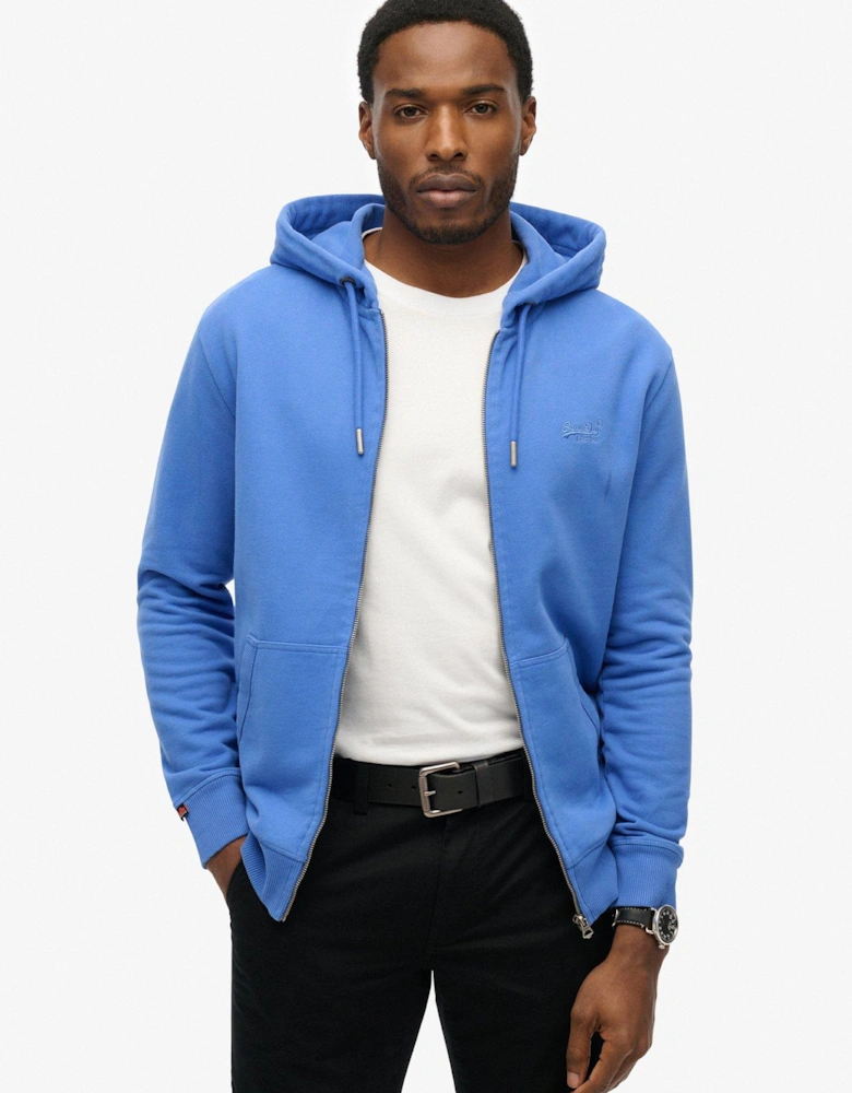 Essential Logo Zip Hoodie-Blue