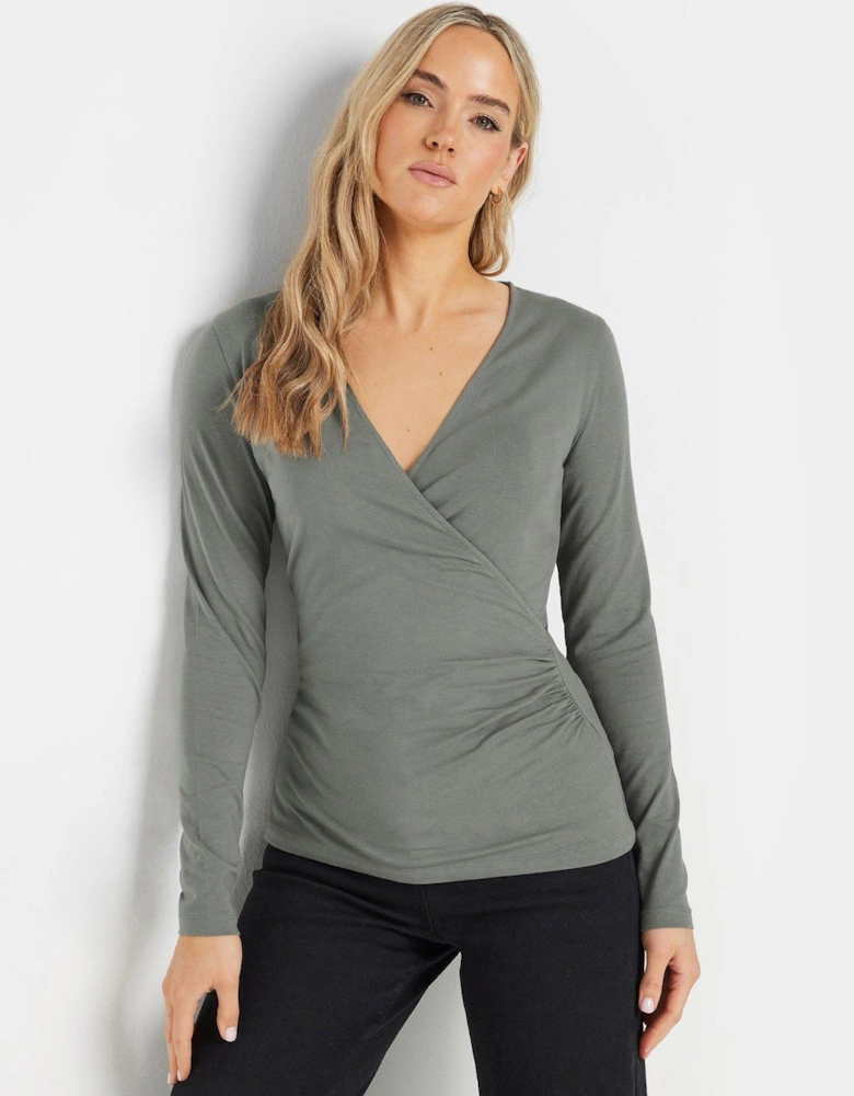 Sleeve Wrap Top - Grey