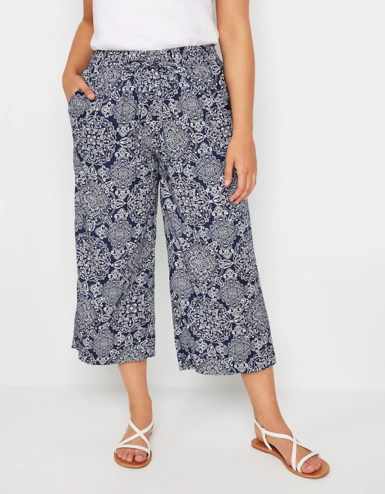 Navy And White Tile Print Culottes