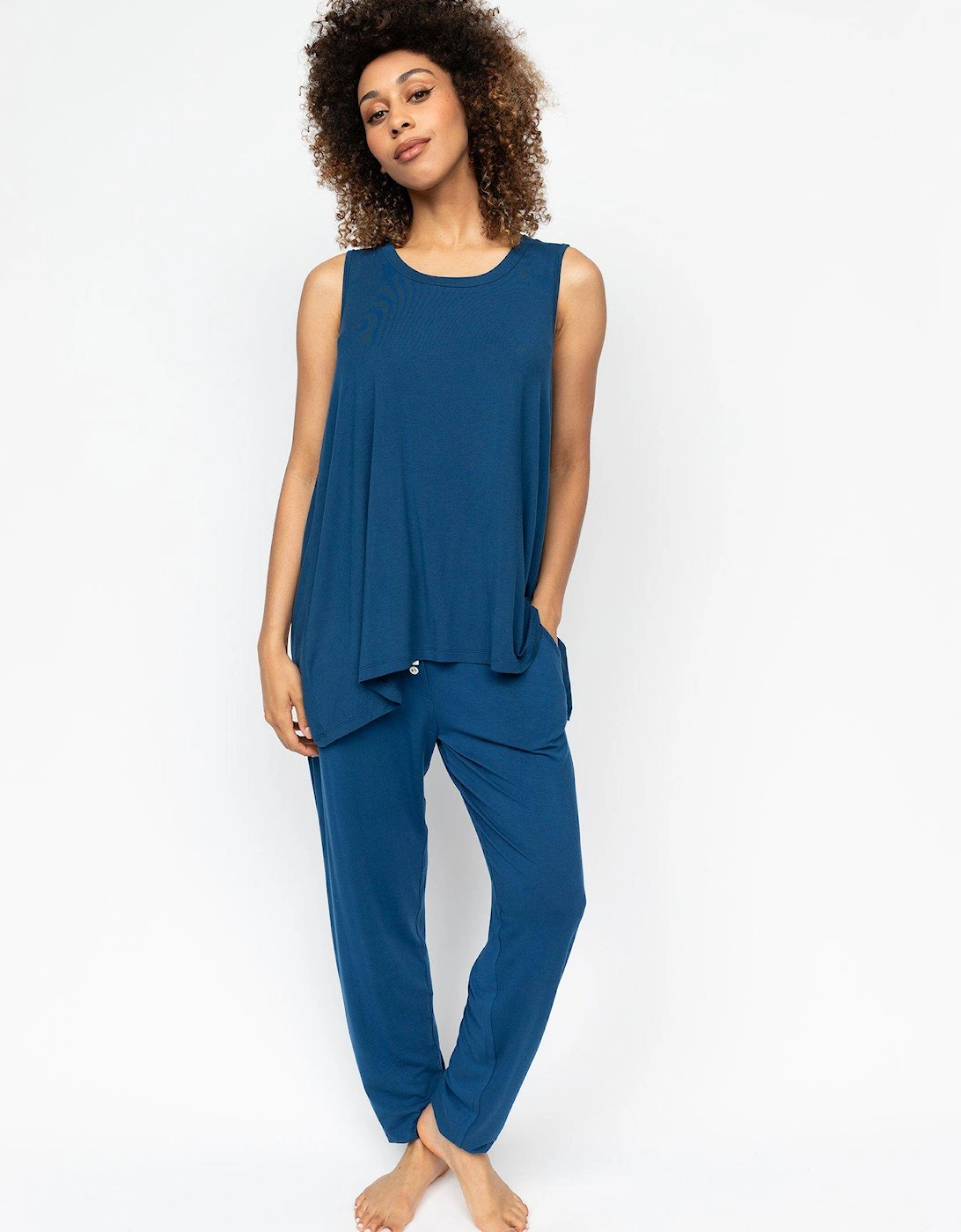 Harriet Teal Blue Jersey Pyjama Bottoms, 2 of 1