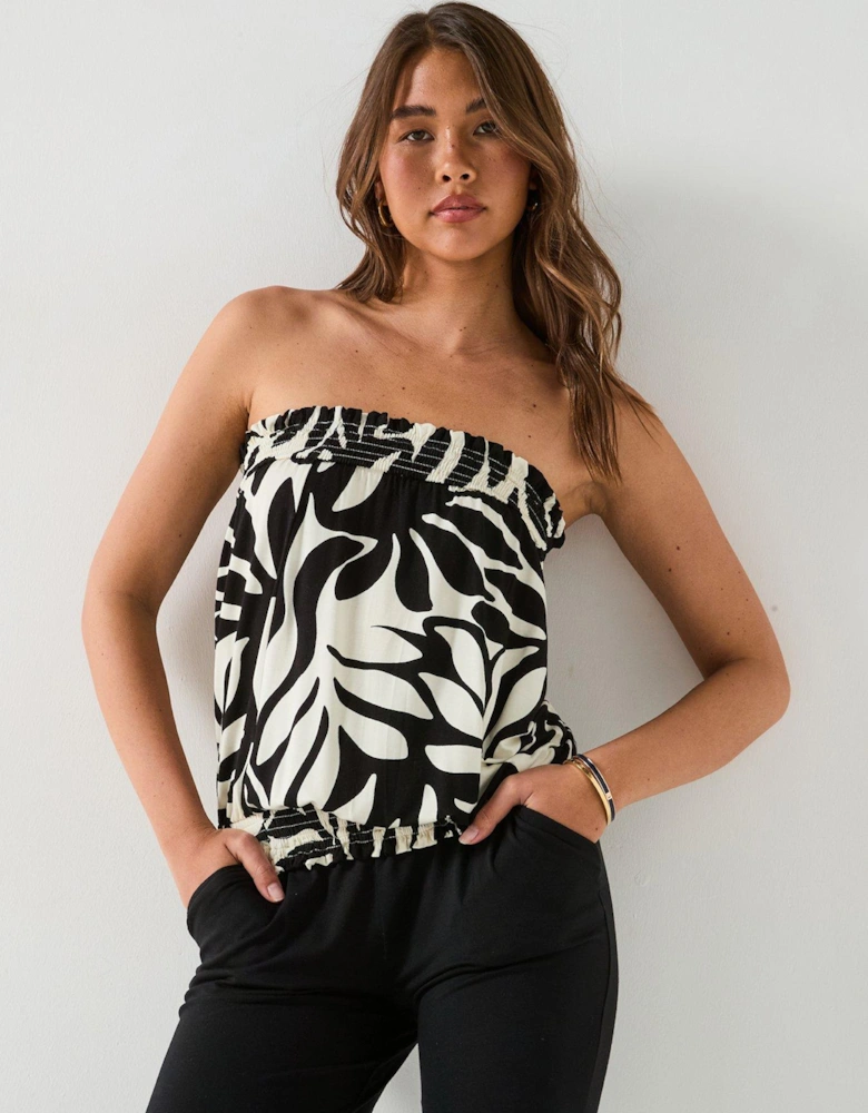 Bubble Hem Bandeau Top - Print