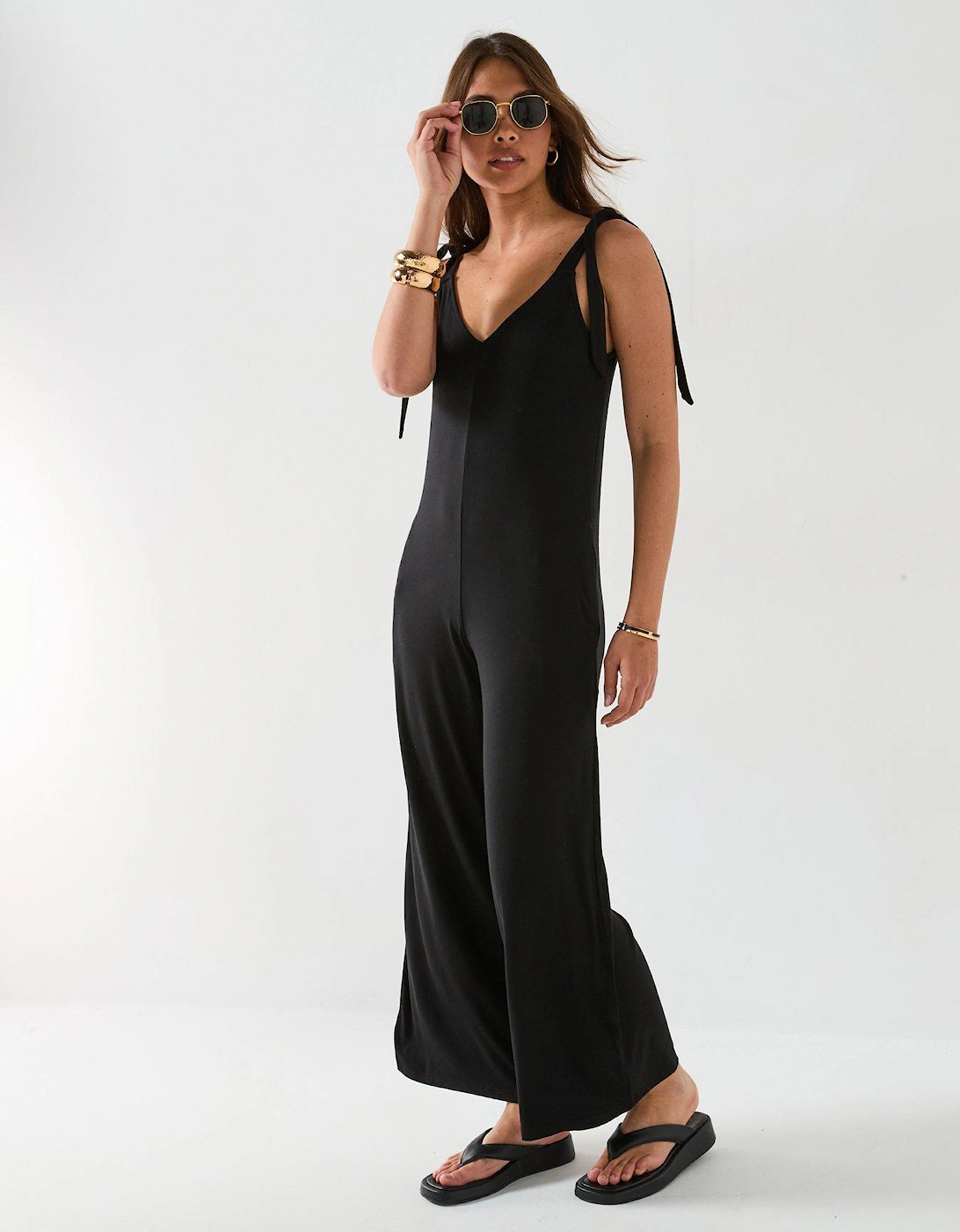 Tie Shoulder Jumpsuit - Black, 2 of 1