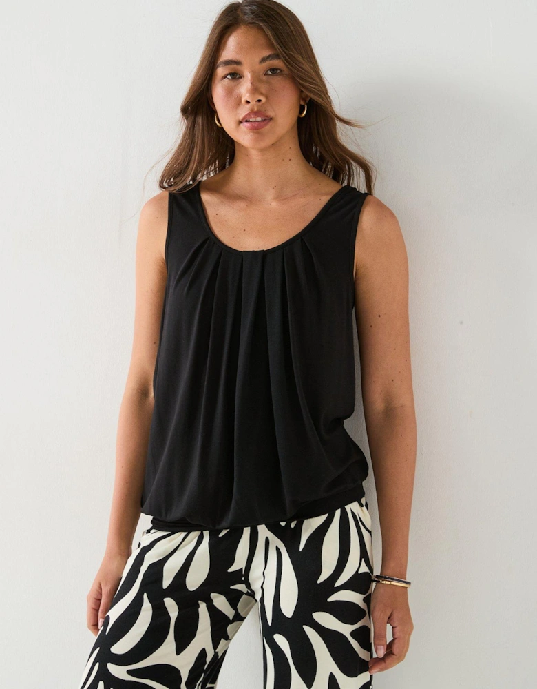 Bubble Hem Vest Top - Black