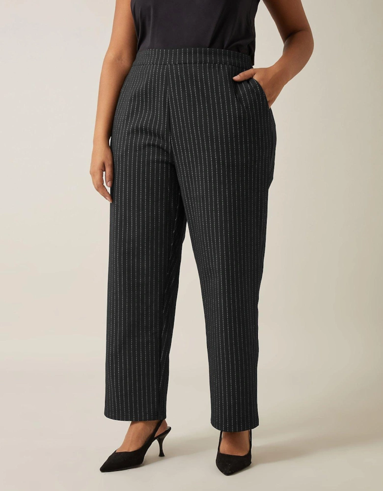 Pinstripe Wide Leg Trouser 27" - Black