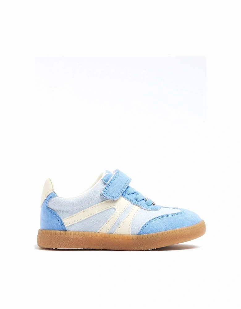 Girls Suedette Velcro Trainers - Light Blue