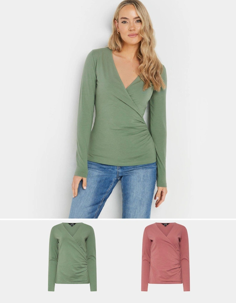 2 Pack Long Sleeve Wrap Top