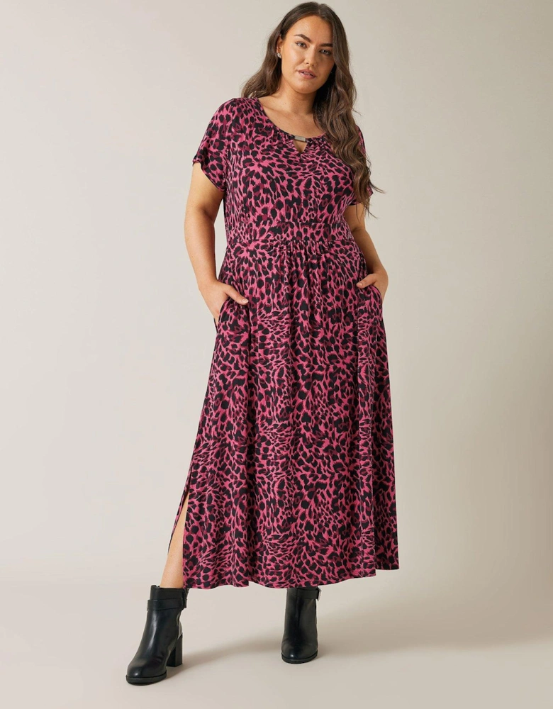 Animal Print Jersey Dress - Pink