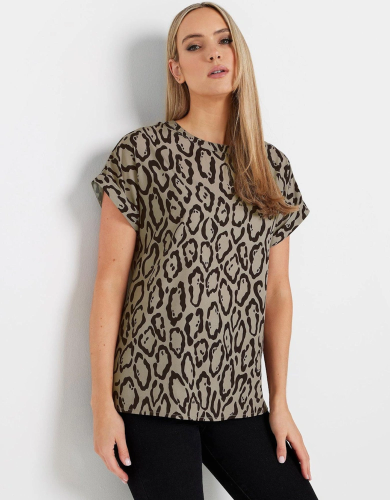 Leopard Grown On Sleeve Shirt - Natural